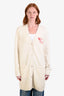 Gucci Cream Wool Logo Elephant Embroidered Long Cardigan Size L