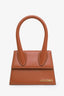 Jacquemus Brown Leather Le Chiquito Moyen Top Handle Bag with Strap