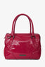 Burberry Fuchsia Embossed Patent Leather Top Handle with Strap