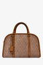Saint Laurent Brown Suede Monogram Duffle Bag with Strap