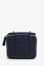Pre-loved Chanel™ 2023 Caviar Leather Navy Mini Vanity Case with Chain