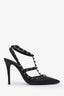 Valentino Black Leather Rockstud Caged Heels Size 39