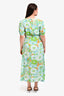 Faithfull The Brand Blue/Green Floral Short Sleeve Maxi Dress Size M