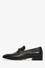 Gucci Black Lambskin Leather Logo Loafers Size 37