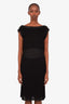 Pre-loved Chanel™ Black Silk Blend Knit Shoulder Button Detail Sleeveless Dress Size 42