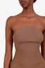 Khaite Brown Jericho Ribbed Strapless Knit Top Size L