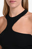 Versace Black Silk Asymmetrical Crystal Zip Detail Gown Size 42
