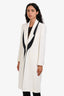 Alexander McQueen White/Black Silk Lapel Midi Coat Size 40