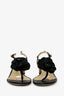 Jimmy Choo Black Leather Flower Mirror Block Heel Size 41