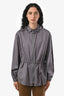 Hermès Grey Cotton Drawstring Waist Ruffle Blouse Size 40