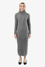 Lisa Yang Grey Cashmere Ribbed Turtleneck Maxi Dress Size 0