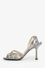 Silver Metallic Python Strappy Sandals Size 36