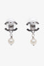 Pre-loved Chanel™ 07V Silver Tone Pearl CC Drop Earrings