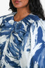 Frame Blue Cotton Tie Dye Puff Sleeve Gathered Top Size XS
