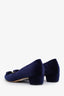 Salvatore Ferragamo Navy Velvet Bow Vara Pumps Size 10