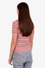 Miu Miu Pink Striped Cotton Knit Short Sleeve Polo Shirt Size 38