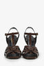 Saint Laurent Brown Calfskin Crocodile Embossed Tribute 105 Sandals Size 40