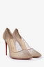 Christian Louboutin Beige Mesh Rosegold Crystal 'Follies' Size 42