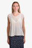 Rick Owens Beige Cotton SS 2022 Sheer Sleeveless Top Est. Size 4