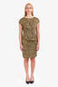 Carolina Herrera Brown/Yellow Printed Midi Dress Size 4