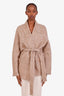 Brunello Cucinelli Grey/Brown Mohair Wool Belted Cardigan Size M