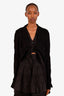 Salvatore Ferragamo Black Wool Blend Open Cardigan Size S