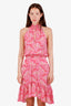 ALC Pink Silk High Neck Floral Mini Dress Size 0