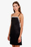 Prada Black Satin Crystal Embroidered Mini Dress Size 38