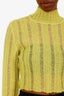 Fendi Green Mohair Cropped Mock Neck Sheer Sweater Size 4