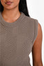 Hermès Taupe Wool Sleeveless Jacquard Bandeau Mini Dress Size 34