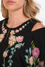 Vilshenko Black Floral Silk Long Sleeve Cold Shoulder Dress Size 16