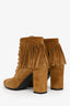 Saint Laurent Brown Suede Fringe Lace Up Bootie Size 36.5