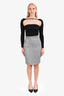 Max Mara Silver Satin Textured Midi Skirt Size 6