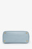 Prada Blue Saffiano Leather Small Double Zip Tote Bag With Strap