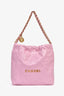 Pre-loved Chanel™ Pink Lambskin 22 Medium Hobo Bag with Pouch