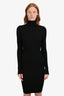 Wolford Black Merino Knit Ribbed Turtleneck Long Sleeve Dress Size M