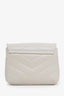 Saint Laurent Cream Quilted Leather Monogram Toy Loulou Crossbody Bag