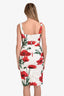 Dolce & Gabbana White/Pink Floral Print Ruched Midi Dress Size 42