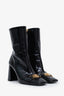 Versace Black Patent Leather Medusa Block Heeled Boots Size 39