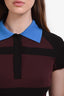 Victoria Beckham Brown/Black Striped Blue Collared Midi Dress Size 6