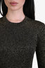 Frame Black/Gold Knit 'Godet Lurex' Bell Sleeve Dress Size XS