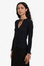 Doen Navy Wool Ribbed Button Down Long Sleeve Top Size S