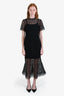 Self-Portrait Black Lace Short Sleeve Maxi Dress Estimated Size 10
