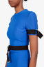 Mugler Blue Belted Short Sleeve Midi Dress Size 36