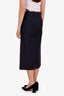 Gucci Navy Mohair Wool Detachable Crystal G Hip Detail Midi Skirt Size 36