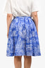 Christian Dior Blue/White Cotton Toile de Jouy Midi Skirt Size 14