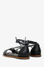 Brunello Cucinelli Black Leather Monili-Trim Ankle Wrap Strap Sandal Size 38