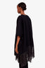Weekend Max Mara Black Virgin Wool Fringed Carina Kimono Sleeve Coat Size 2