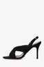 Manolo Blahnik Black Mesh 'Drapia' Slingback Heels Size 36.5