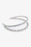 Miu Miu Silver Tone Faux Pearl Crystal Detail Double Headband